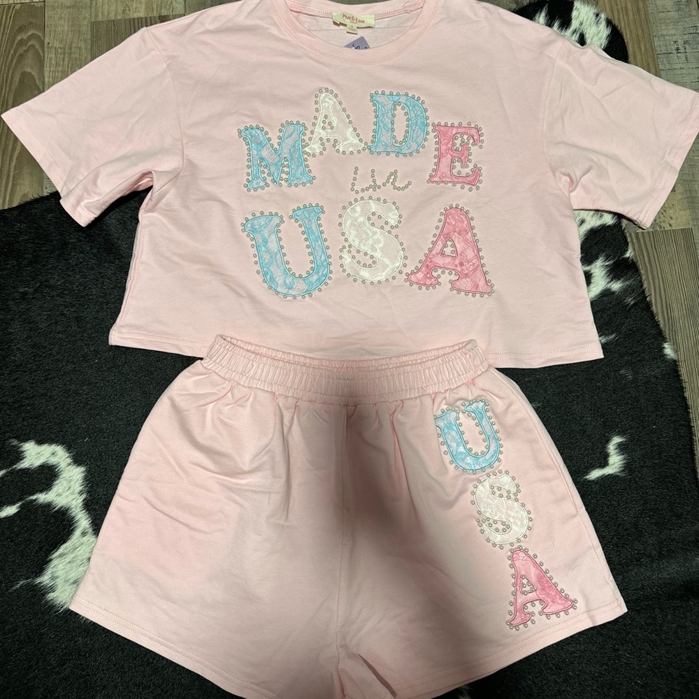 Made in USA pale pink size small set!